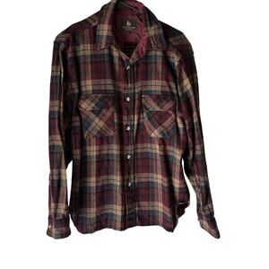 Vintage High Sierra Shirt Mens Large Plaid Wool Blend Flannel Button Up 90s